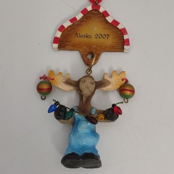 🌷‼️5/$20 Ollie Yurselph Mooskin Moose Alaska Christmas String Light Ornament 5" - Picture 1 of 3